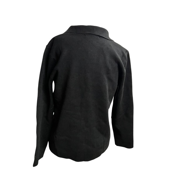Merokeety‎ Black Knit Blazer Jacket Open 
Front Cardigan Pockets Women's Classic - Picture 3 of 10